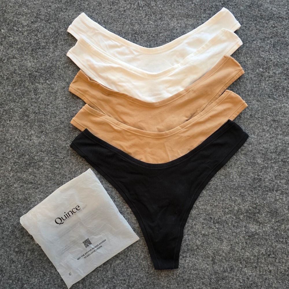 Quince Minimalist Multicolor Organic Cotton High-Cut Thong Set of 5 Size L
